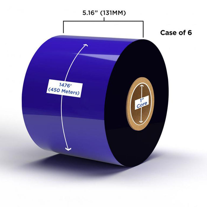 Clover Imaging Non-OEM New Resin Ribbon 131mm x 450M (6 Ribbons/Case) for Zebra Printers