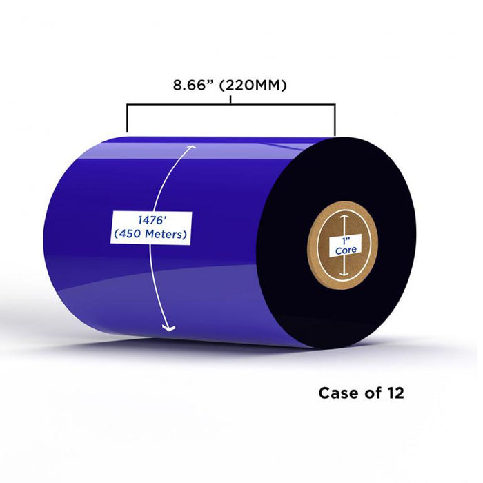 Clover Imaging Non-OEM New Enhanced Resin Ribbon 220mm x 450M (12 Ribbons/Case) for Zebra Printers