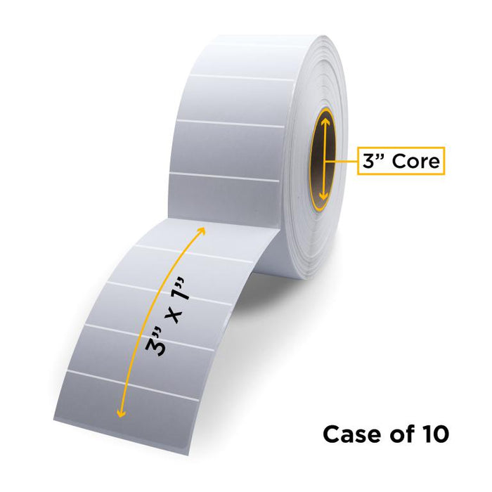 Clover Imaging Non-OEM New Thermal Transfer Label Roll 3.0" ID x 8.0" Max OD for Industrial Barcode Printers